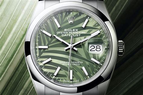 rolex datejust green palm motif|Datejust 36 motifs.